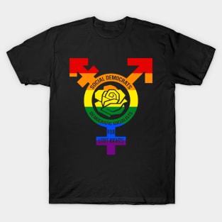 Social Democrats & Democratic Socialists for LGBT rights (Rainbow version) T-Shirt